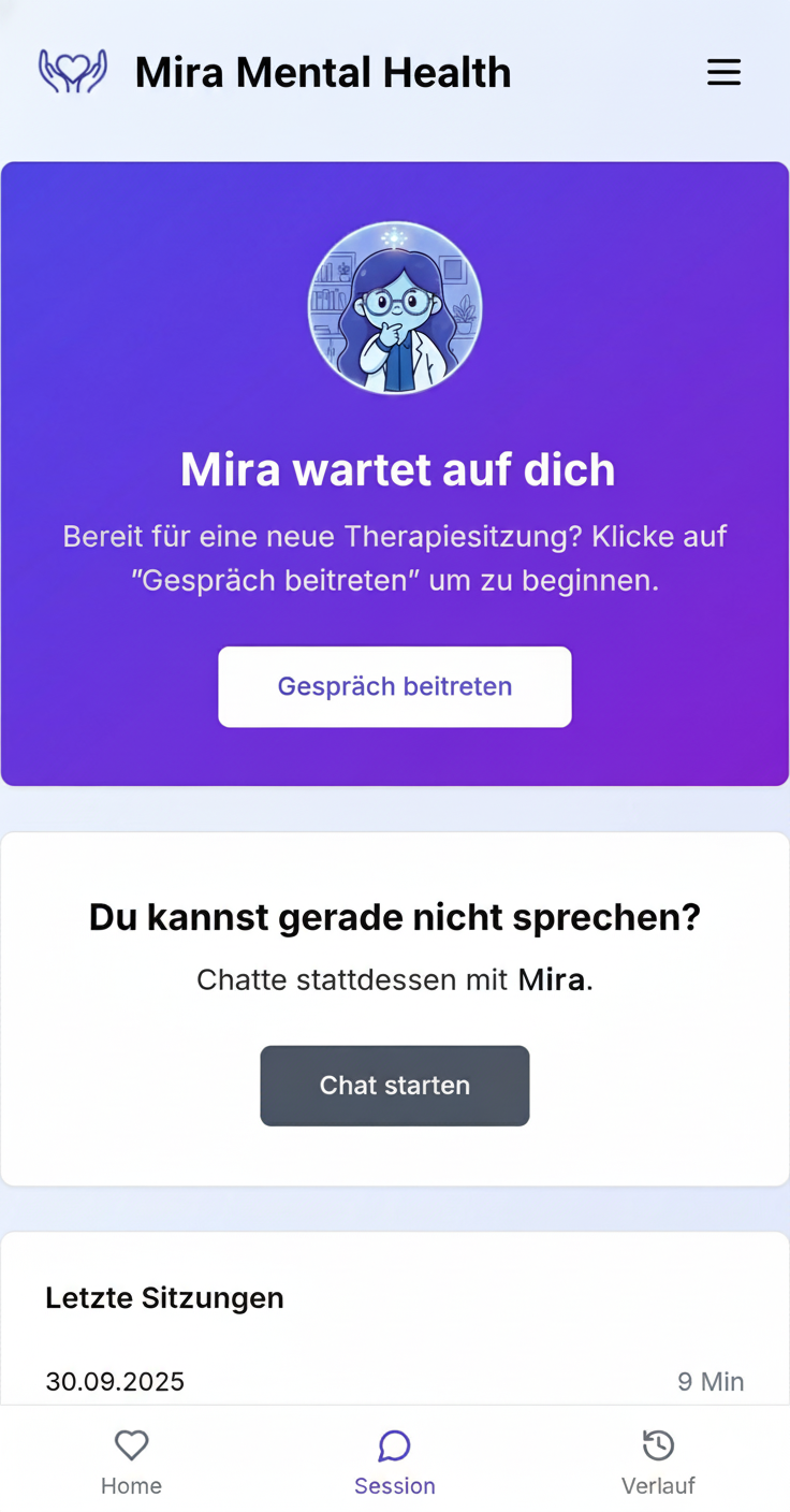 Screenshot: Sitzung mit Mira