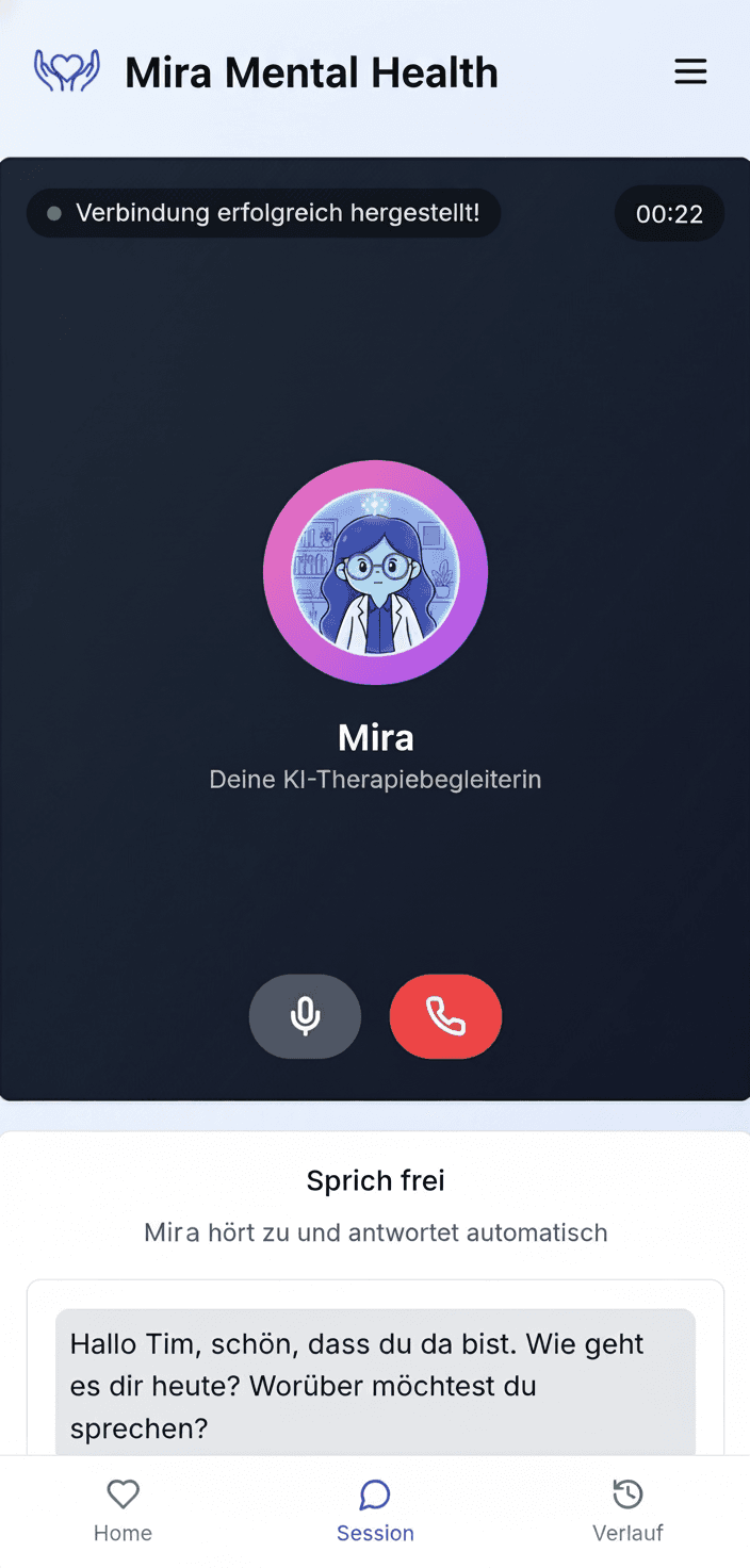 Screenshot: Call mit Mira