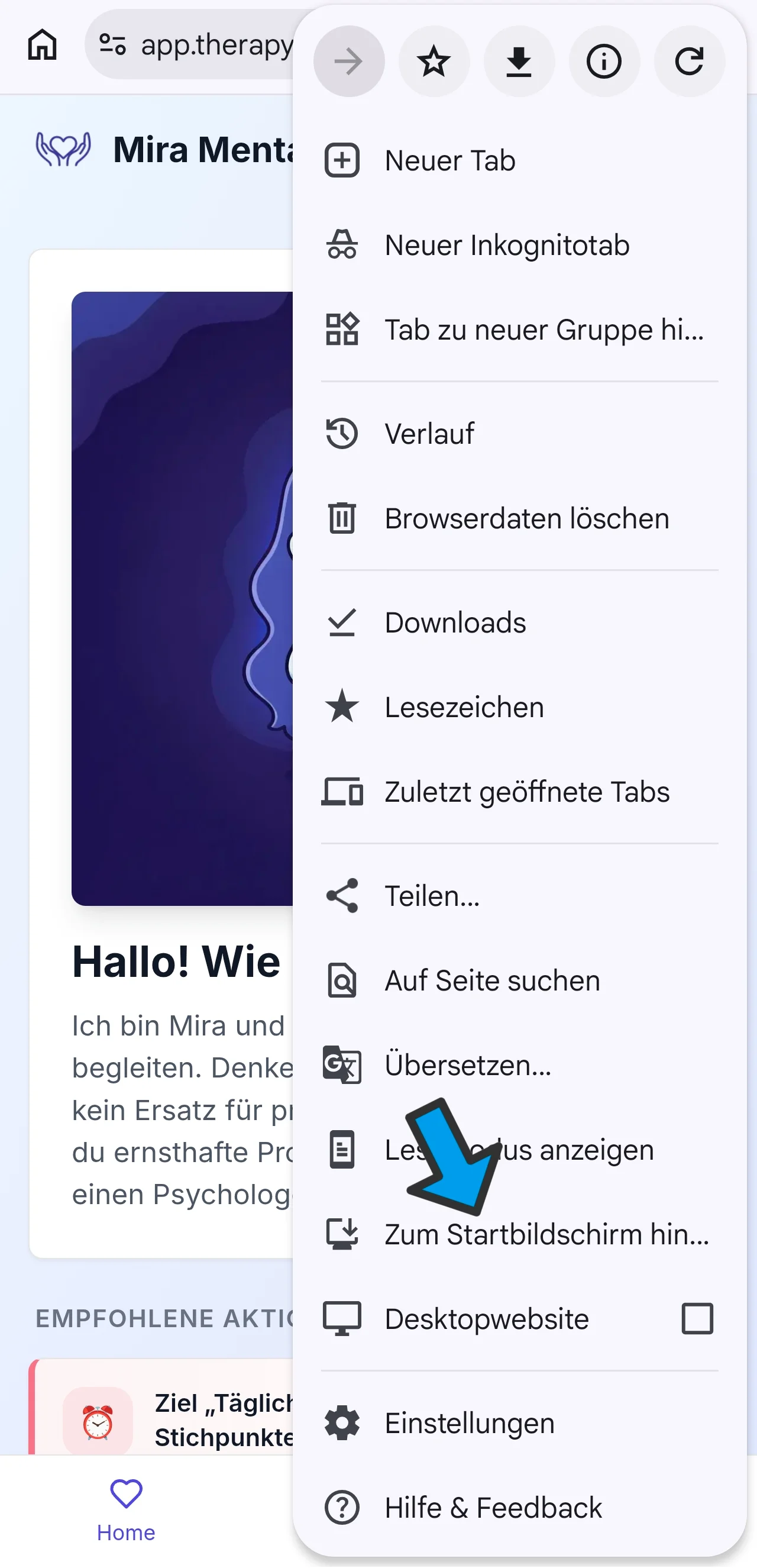 Schritt 2: App installieren aus Chrome-Menü wählen